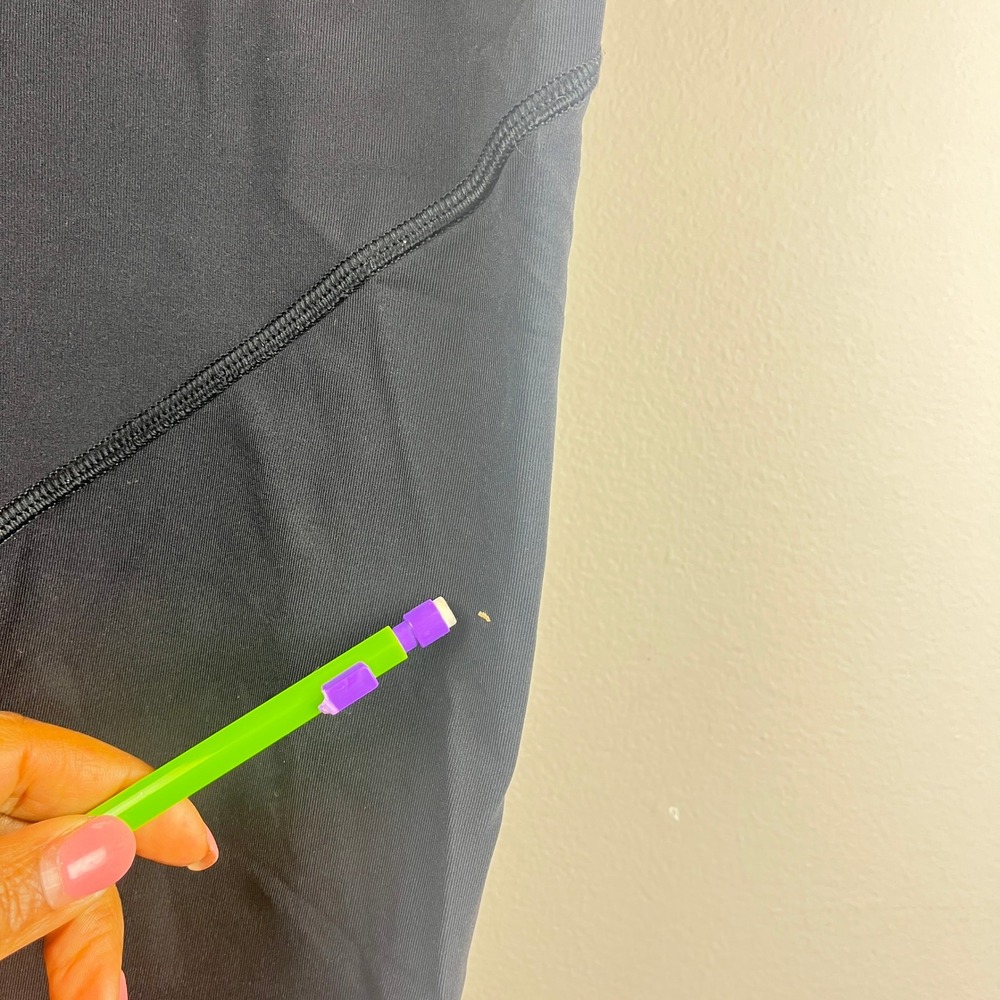 Lululemon Black Cropped Mesh Leggings Side Pockets 10 - Picture 5 of 8